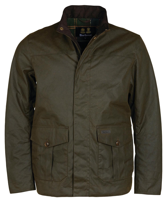 Olive Men's Barbour Sheldon Waxed Jackets | BTYG-06941