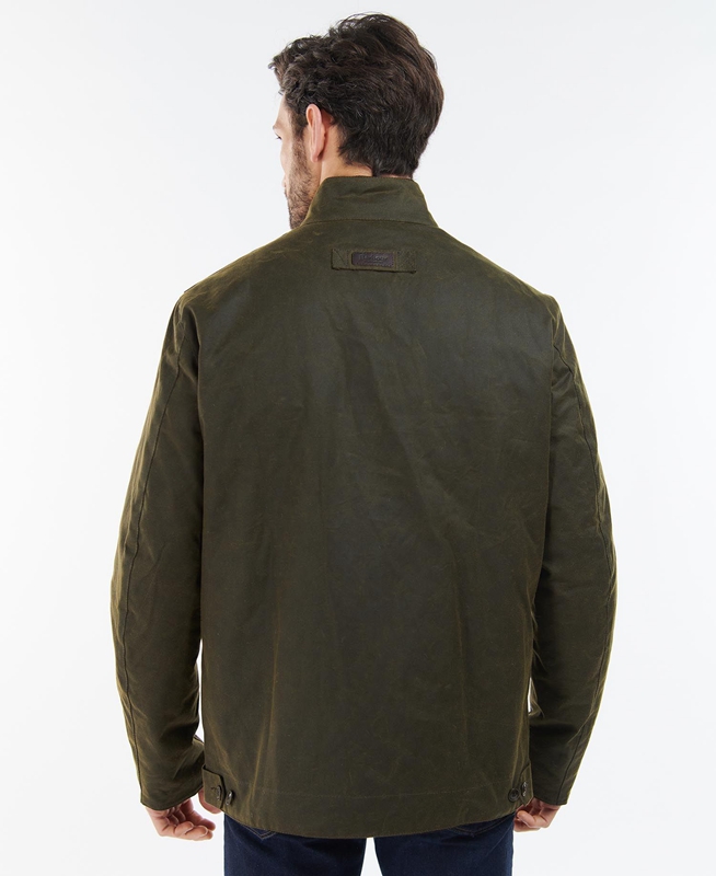 Olive Men's Barbour Sheldon Waxed Jackets | BTYG-06941