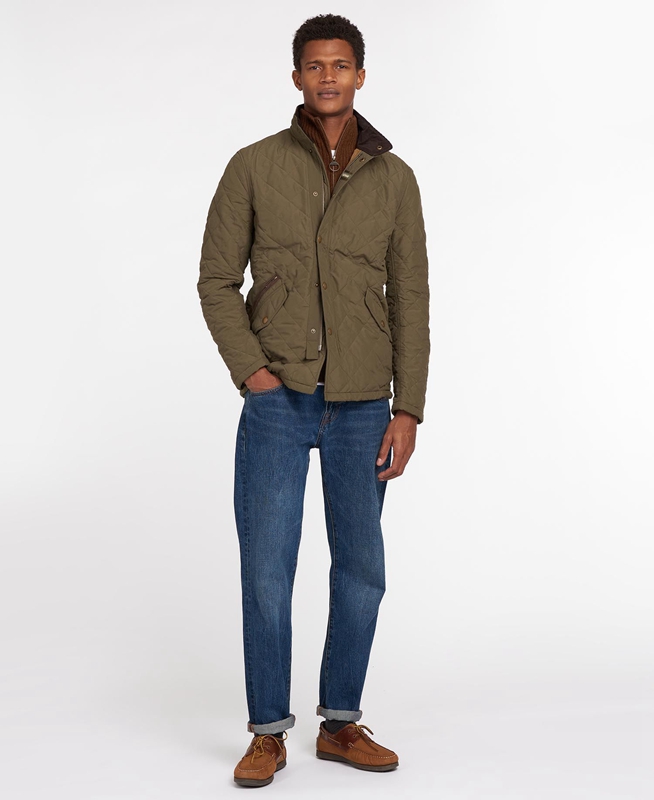 Olive Men's Barbour Shoveler Quilted Jackets | SIKU-12459