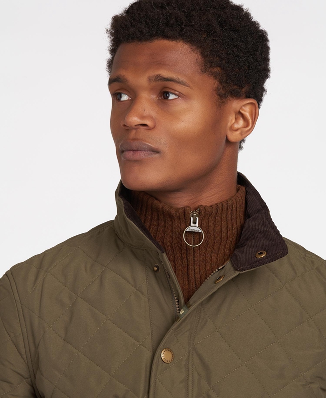 Olive Men's Barbour Shoveler Quilted Jackets | SIKU-12459