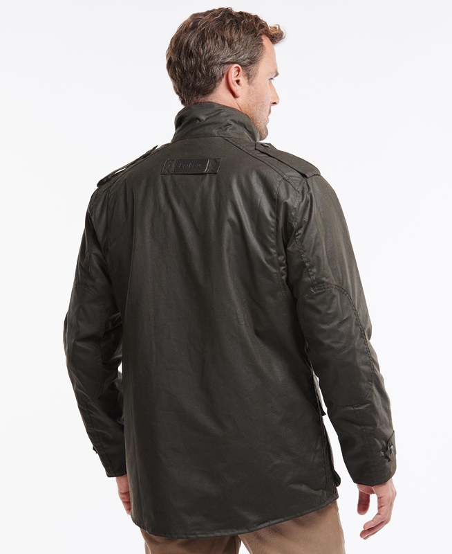 Olive Men's Barbour Trooper Waxed Jackets | WSNU-36904