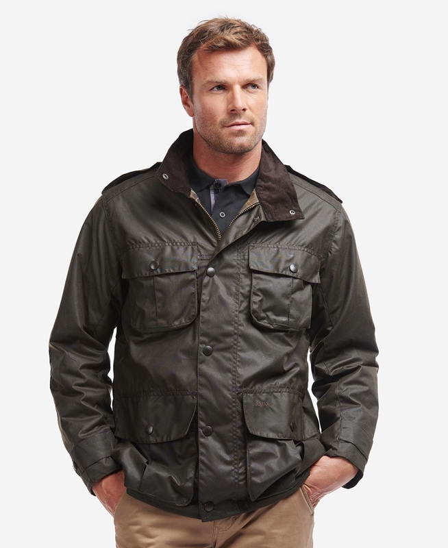 Olive Men\'s Barbour Trooper Waxed Jackets | WSNU-36904