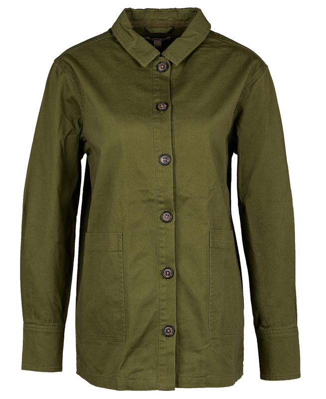 Olive Women's Barbour Explorer Marley Overshirt Shirts | GKIT-16935