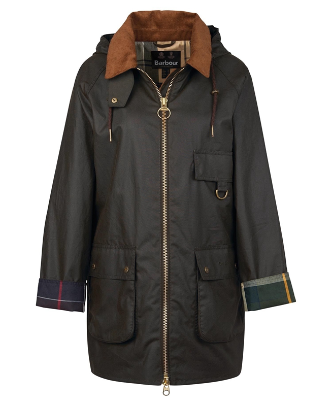 Olive Women's Barbour Highclere Waxed Jackets | BGIU-51704