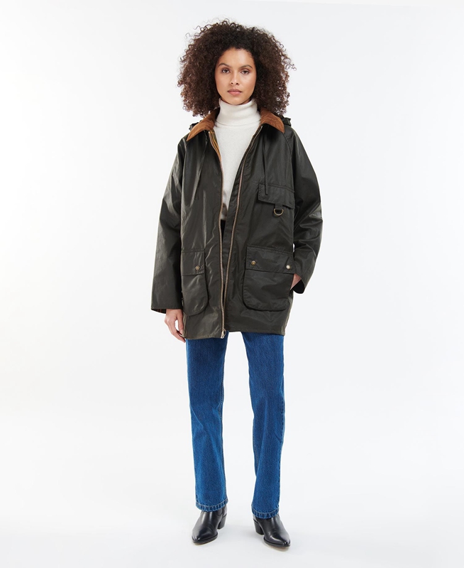 Olive Women's Barbour Highclere Waxed Jackets | BGIU-51704