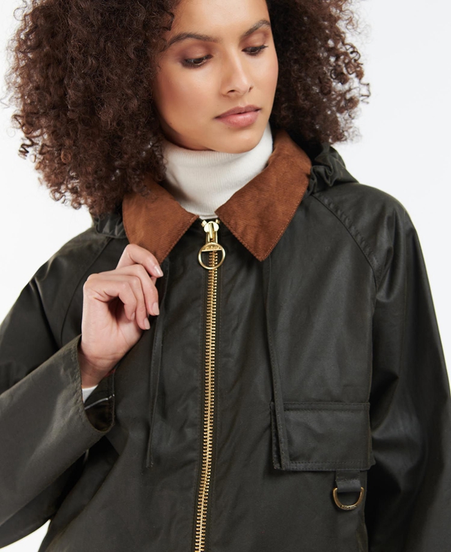 Olive Women's Barbour Highclere Waxed Jackets | BGIU-51704