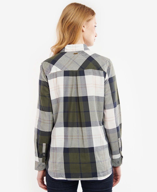 Olive Women's Barbour Moorland Shirts | HEBU-78132