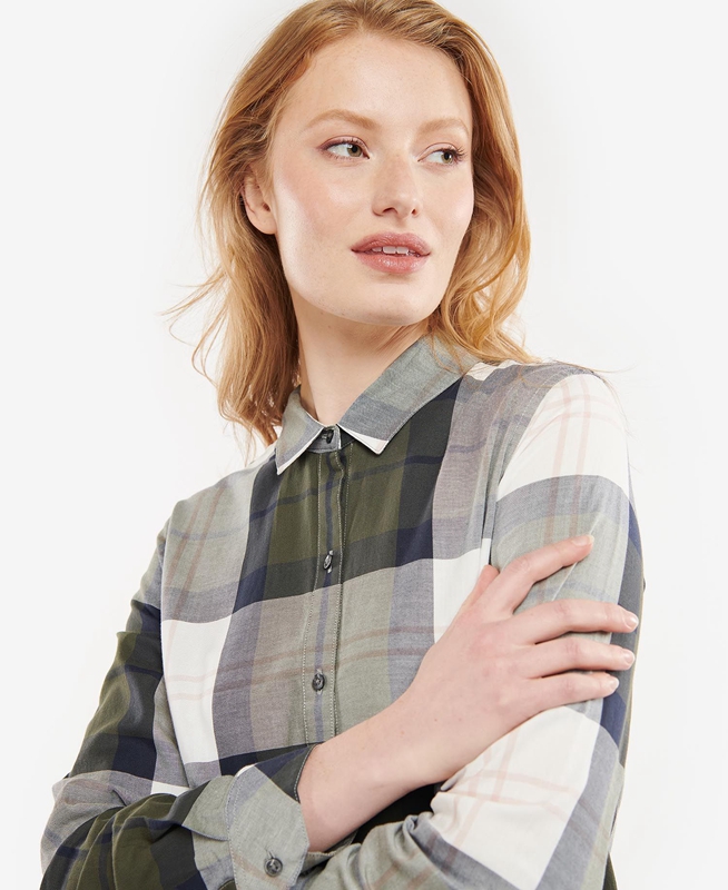 Olive Women's Barbour Moorland Shirts | HEBU-78132