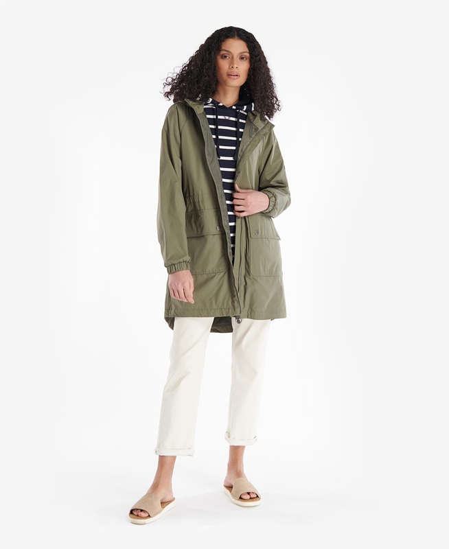 Olive Women's Barbour Sea Daisy Showerproof Casual Jackets | JPDC-69214