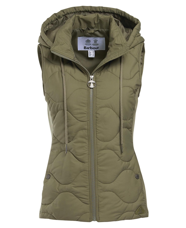 Olive Women's Barbour Thrift Quilted Sweatshirts | QOWP-58061