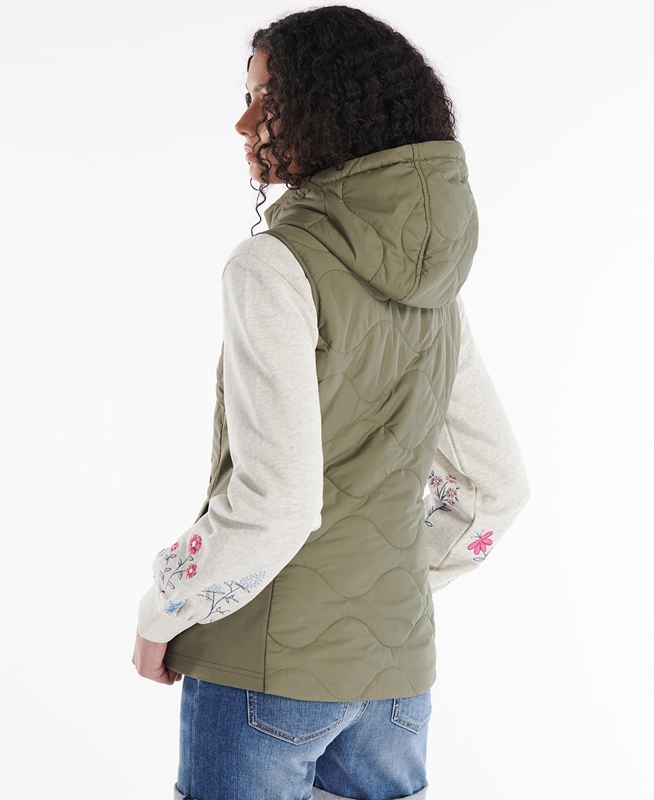 Olive Women's Barbour Thrift Quilted Sweatshirts | QOWP-58061