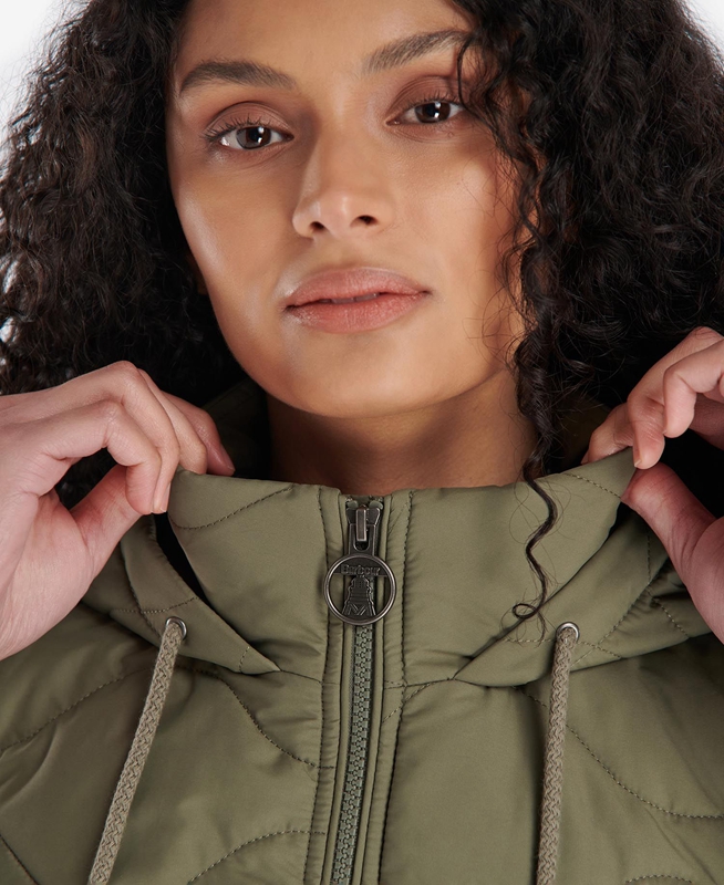 Olive Women's Barbour Thrift Quilted Sweatshirts | QOWP-58061