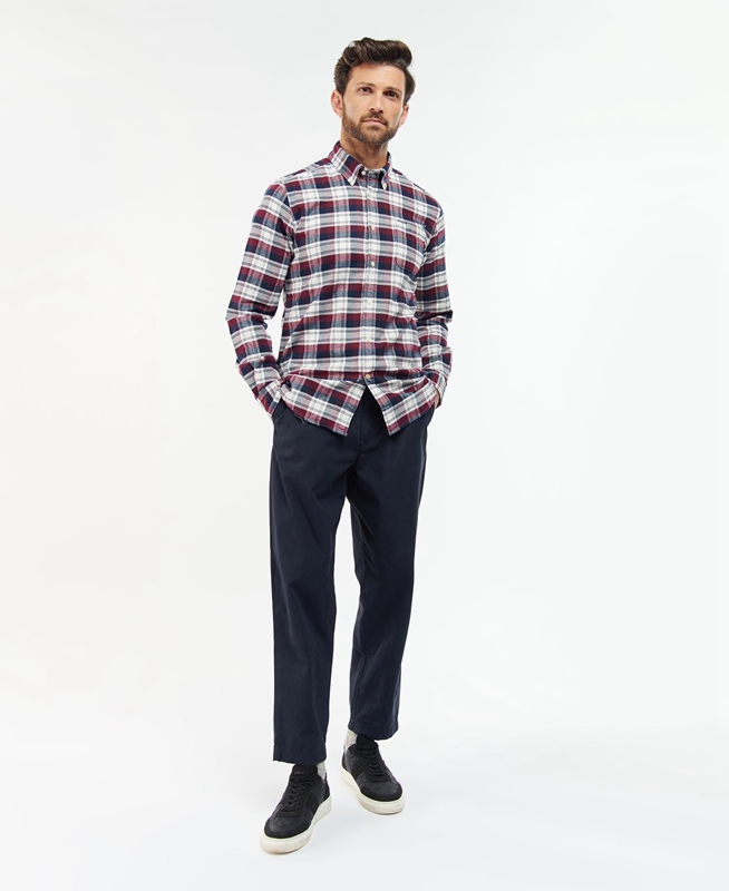 Pink Men's Barbour Stonewell Tailored Fit Shirts | STFO-97521