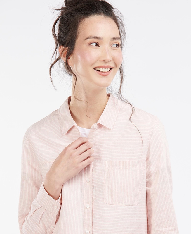 Pink Women's Barbour Beachfront Shirts | PJIK-68172