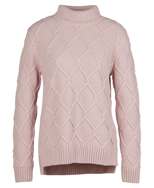 Pink Women's Barbour Burne Roll Neck Knit Sweaters | SNWP-85390