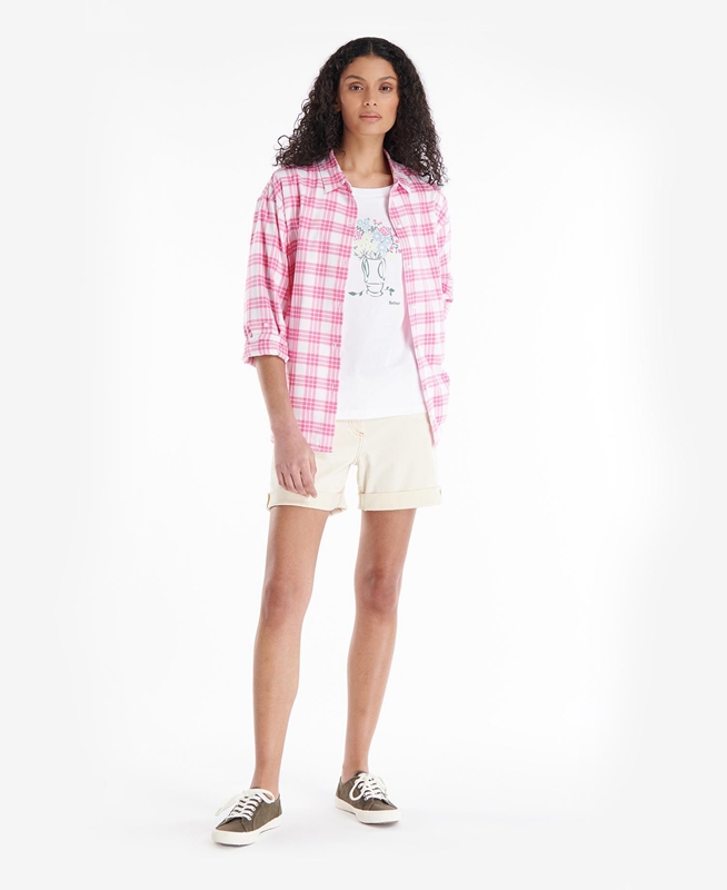 Pink Women's Barbour Willowherb Shirts | BVMH-36852