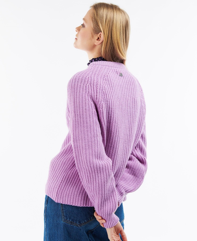 Purple Women's Barbour Hartley Knit Sweaters | VTXE-95413