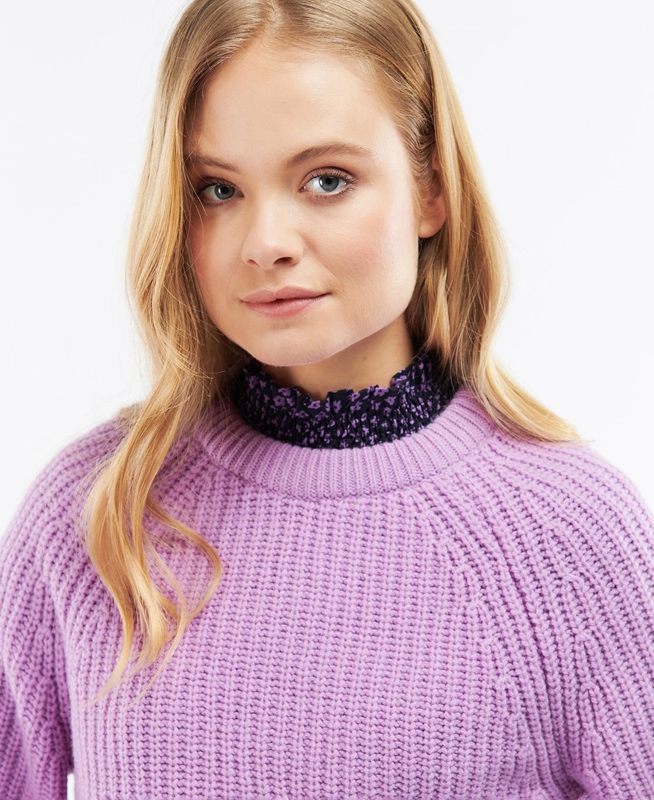 Purple Women's Barbour Hartley Knit Sweaters | VTXE-95413