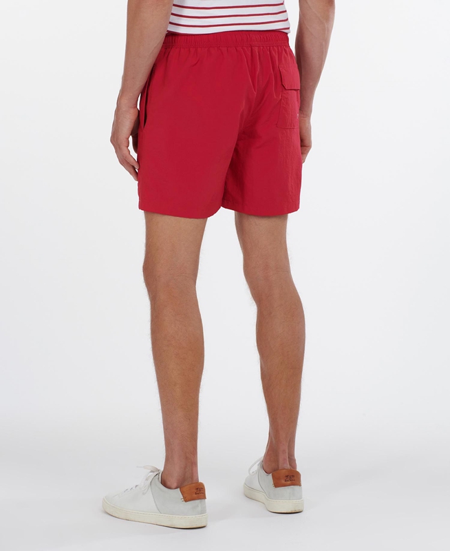 Red Men's Barbour Essential Logo 5'' Swim Pants | ILMY-25086