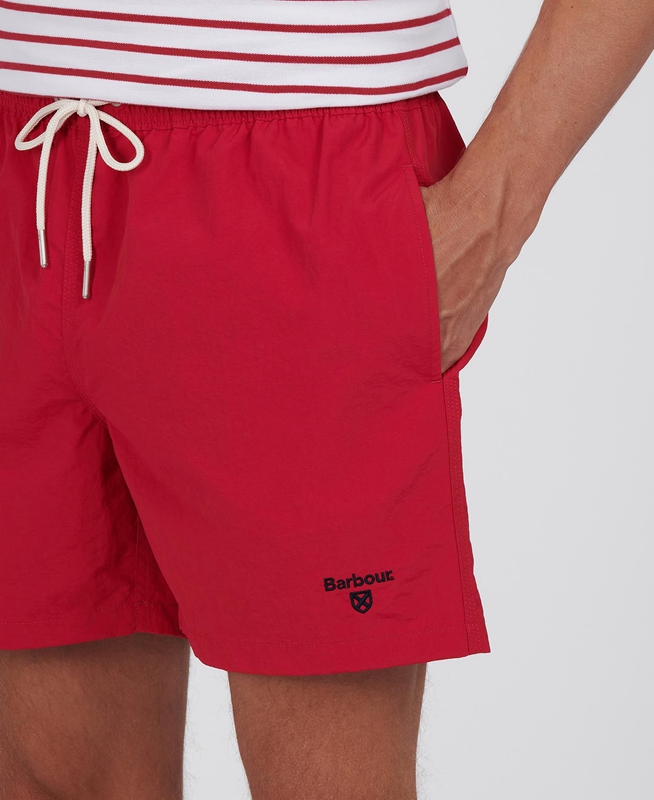 Red Men's Barbour Essential Logo 5'' Swim Pants | ILMY-25086