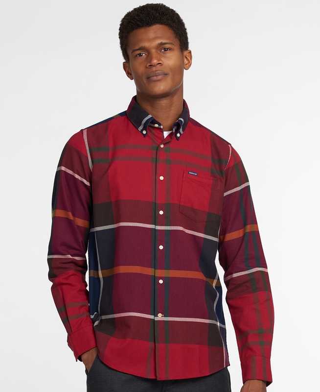 Red Men\'s Barbour Hemd Dunoon Taillored Shirts | KBVH-64205