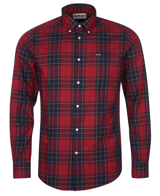 Red Men's Barbour Hemd Wetheram Tailored Shirts | XNMK-58437