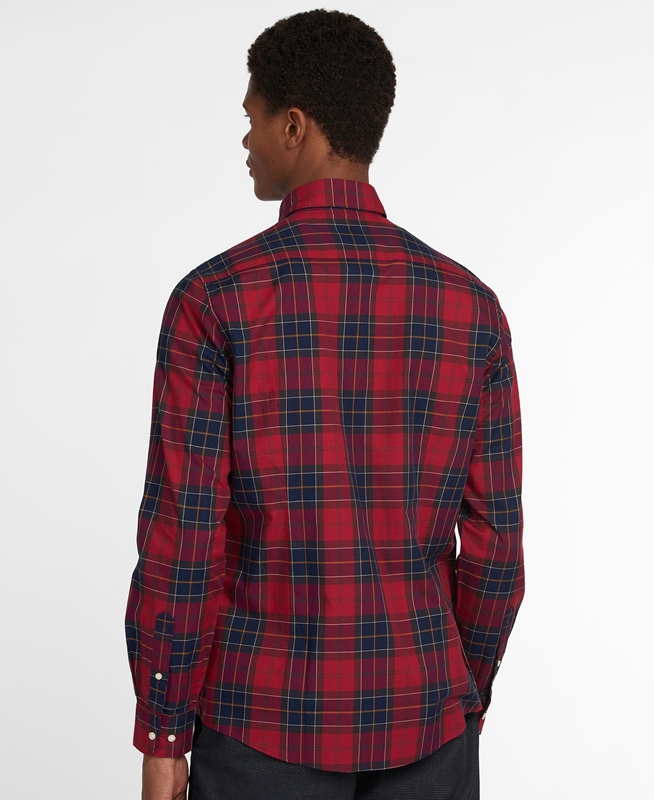 Red Men's Barbour Hemd Wetheram Tailored Shirts | XNMK-58437