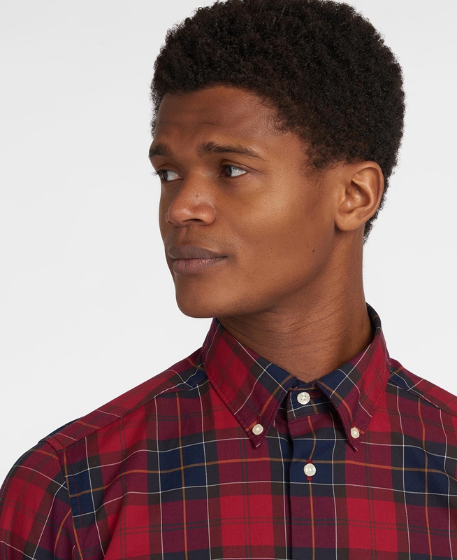 Red Men's Barbour Hemd Wetheram Tailored Shirts | XNMK-58437