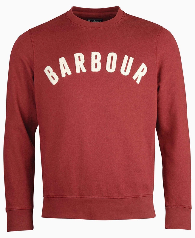 Red Men's Barbour Prep Logo Crew Sweatshirts | FGXO-43029