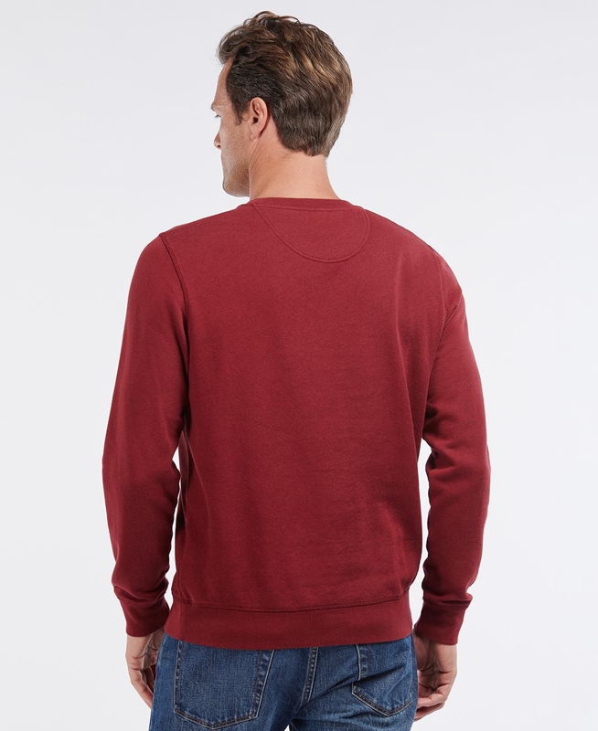 Red Men's Barbour Prep Logo Crew Sweatshirts | FGXO-43029