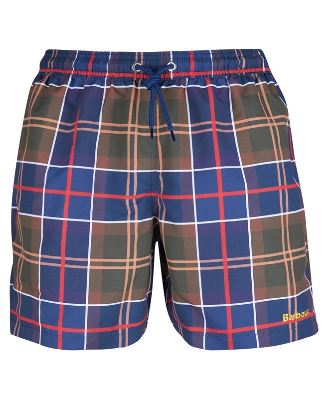 Red Men's Barbour Tartan Swim Pants | VGAP-31486