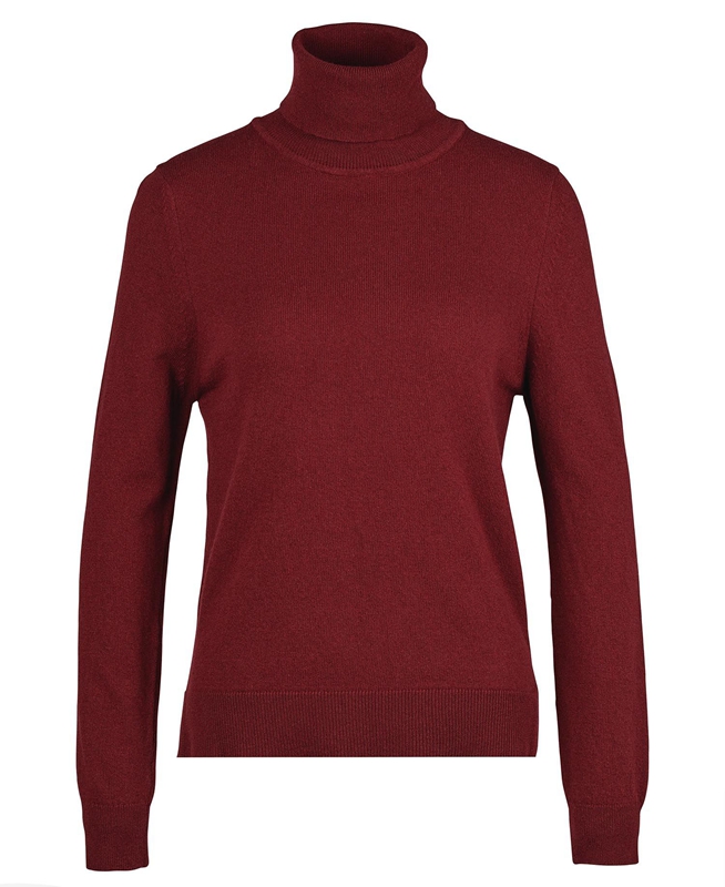 Red Women's Barbour Pendle Roll-Neck Sweaters | BAYR-09186