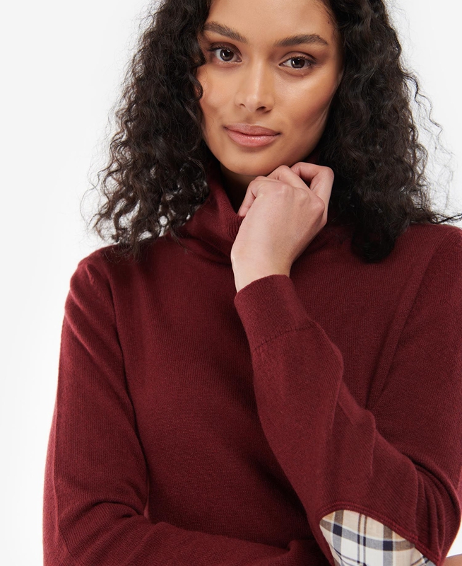 Red Women's Barbour Pendle Roll-Neck Sweaters | BAYR-09186