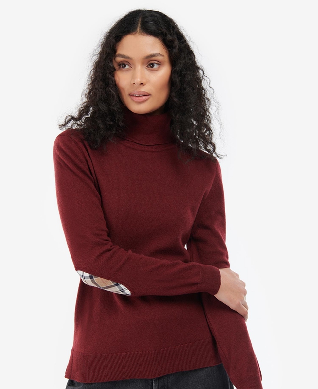 Red Women\'s Barbour Pendle Roll-Neck Sweaters | BAYR-09186