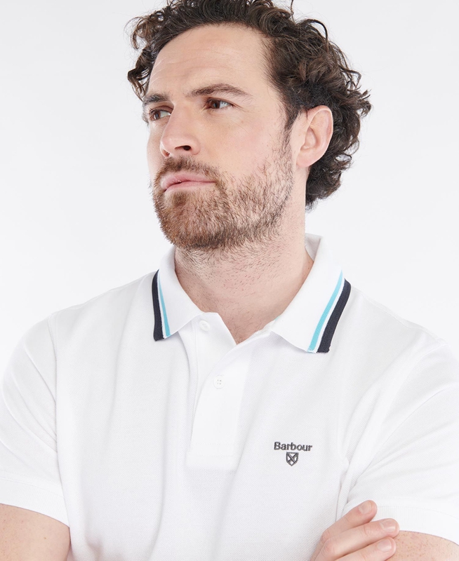 White Men's Barbour Otterburn Polo shirts | PMNW-20871