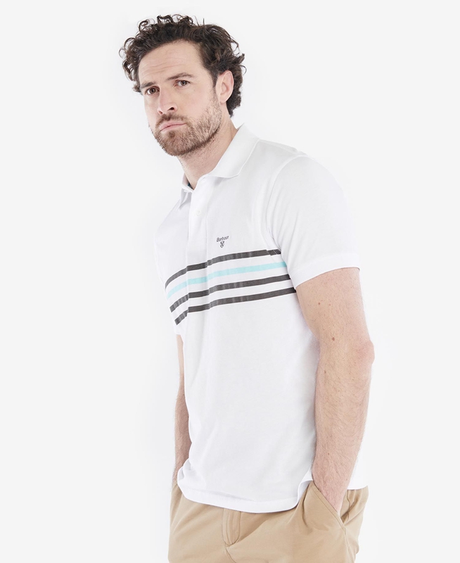 White Men's Barbour Silsden Polo shirts | LDZQ-34817