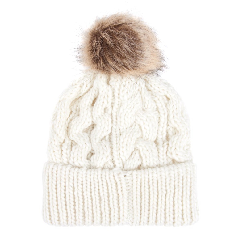 White Women's Barbour Beanie Penshaw Cable Hats | LRDA-61250