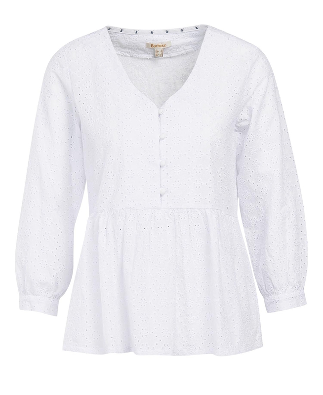 White Women's Barbour Bindweed Top Shirts | OMWE-65019