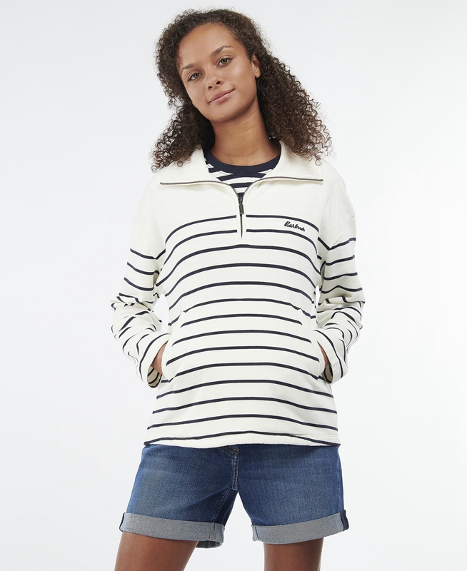 White Women\'s Barbour Cranmoor Sweatshirts | HQGY-90486