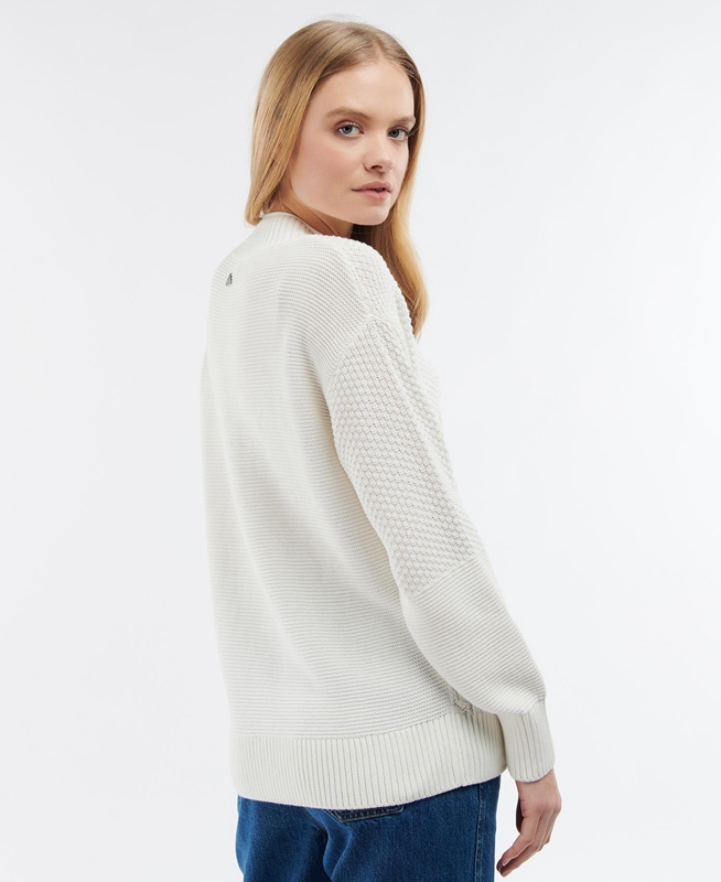 White Women's Barbour Fairbarn Knit Sweaters | OHKF-86901