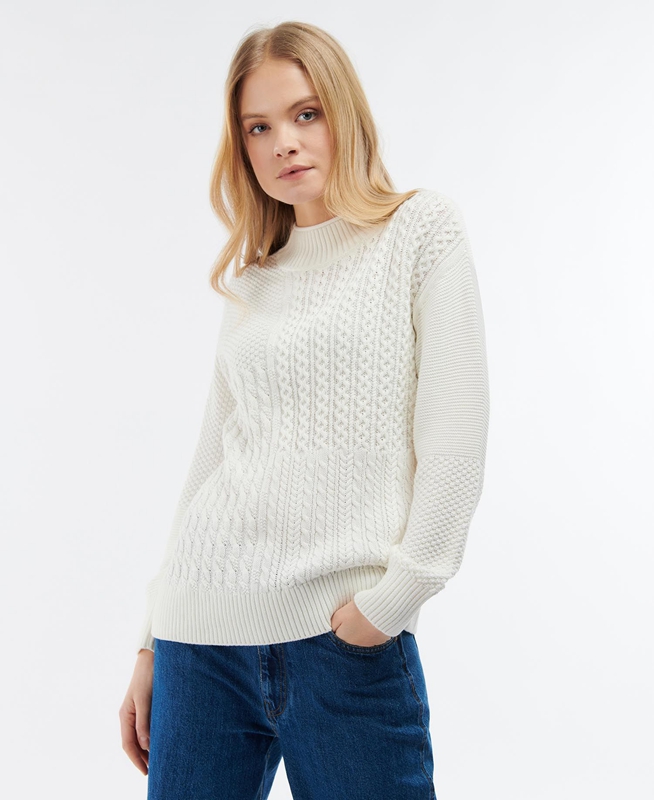 White Women's Barbour Fairbarn Knit Sweaters | OHKF-86901