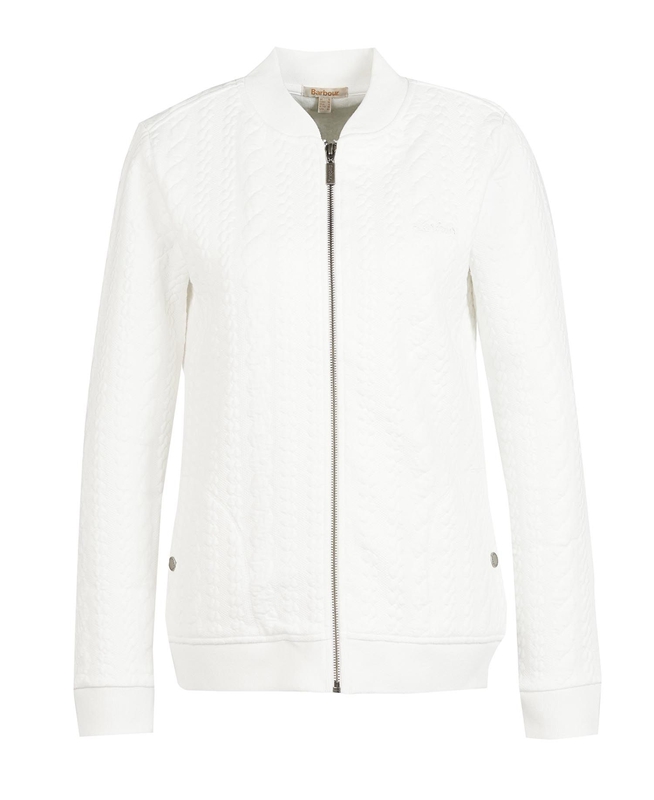 White Women's Barbour Kelsey Zip Sweatshirts | QWKT-84750