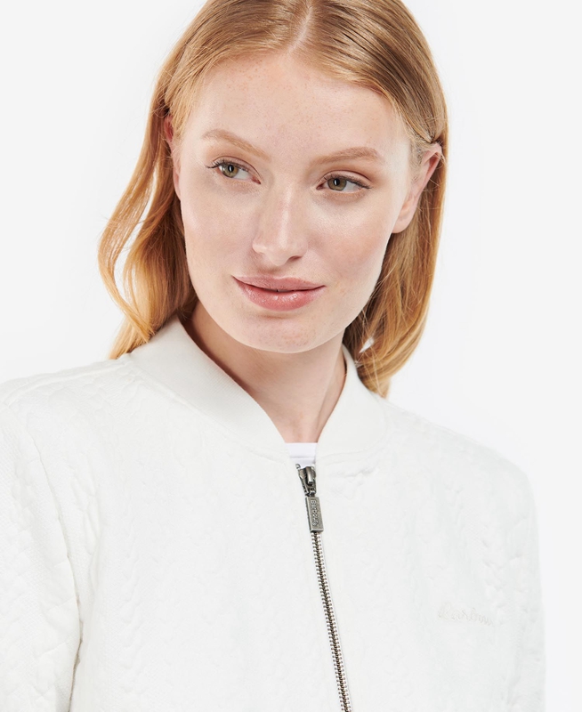 White Women's Barbour Kelsey Zip Sweatshirts | QWKT-84750