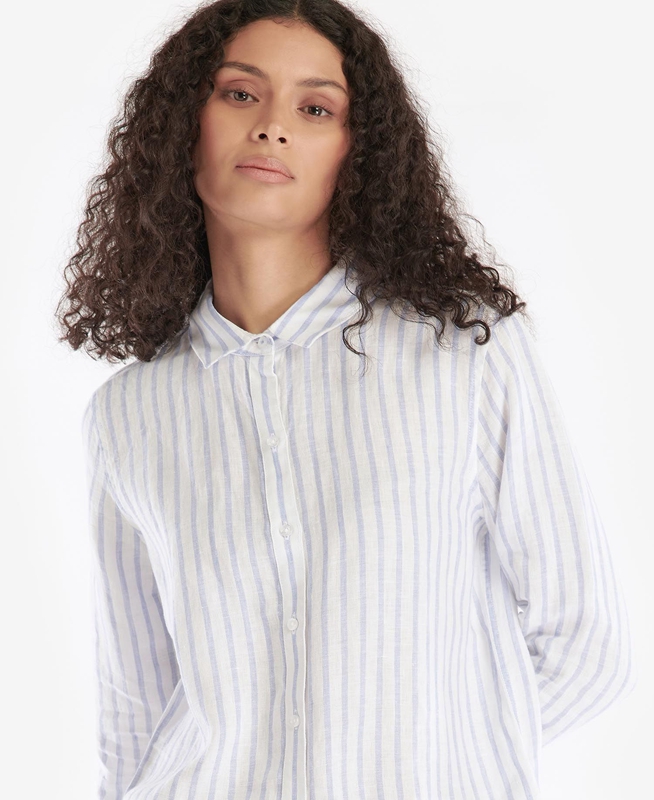 White Women's Barbour Marine Shirts | ONJP-67048