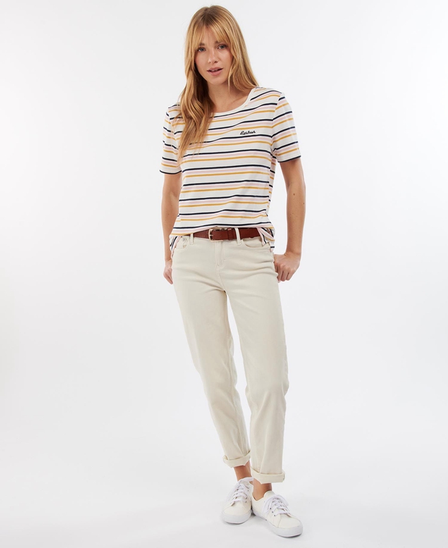 White Women's Barbour Picnic Top T Shirts | SQBV-94601