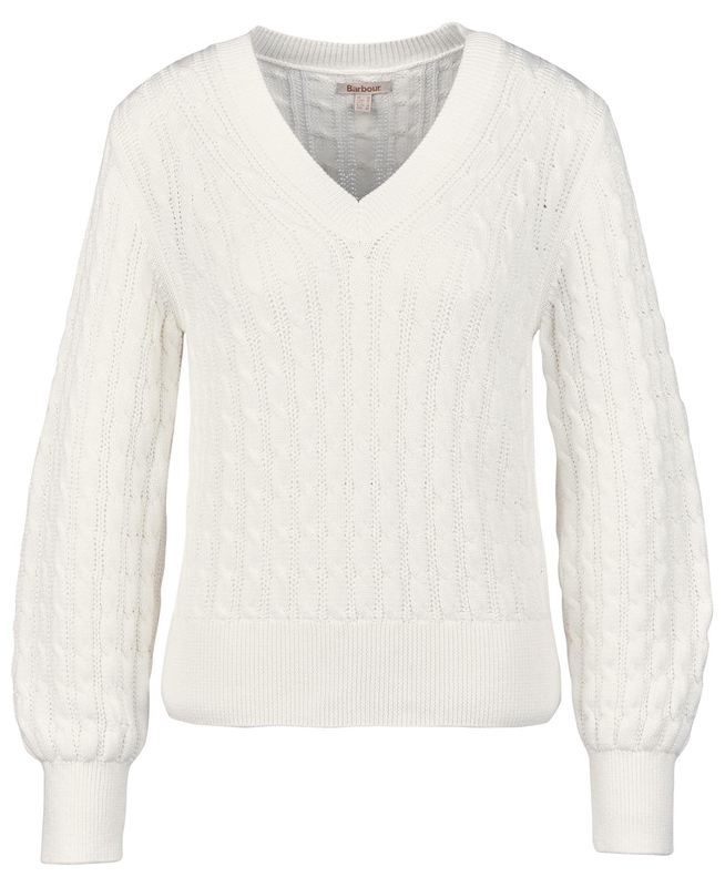 White Women's Barbour Primrose Knit Sweaters | IPRH-91758