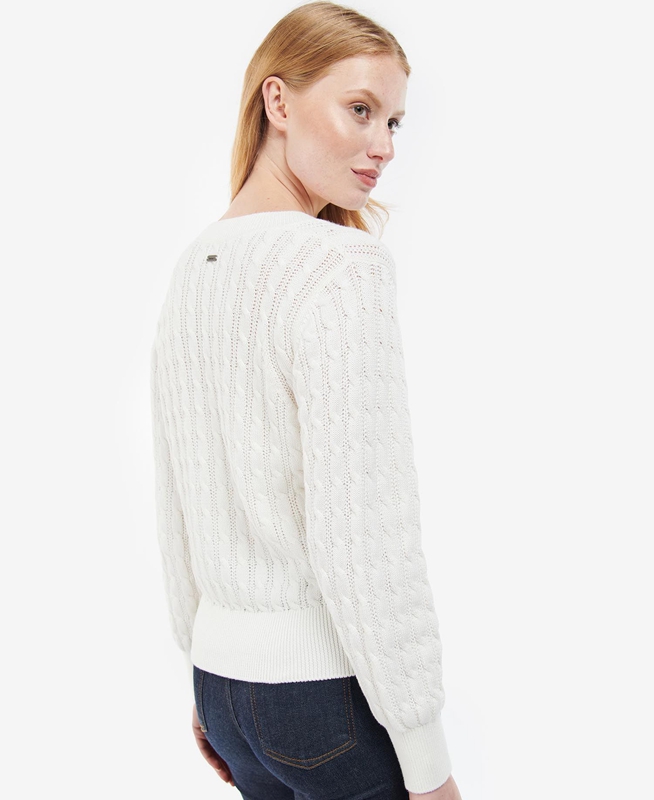 White Women's Barbour Primrose Knit Sweaters | IPRH-91758