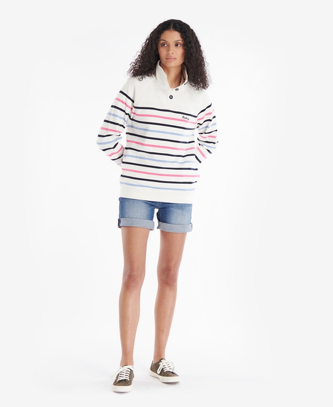 White Women's Barbour Spurrey Sweatshirts | OTFQ-60951