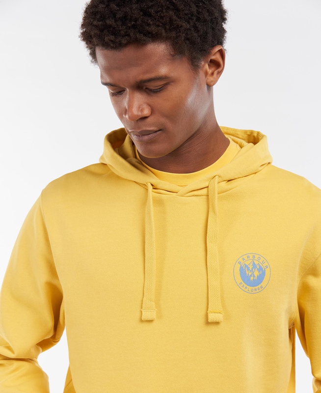 Yellow Men's Barbour Explorer Hoodie Sweatshirts | TRYW-75098